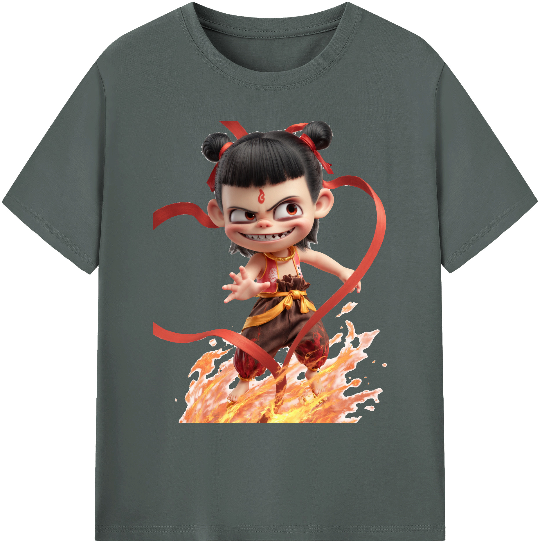 （画像用） Ne Zha 2 ナタ 魔童の大暴れ 綿100％ メンズ半袖Tシャツ｜肌触りやわらか＆通気性